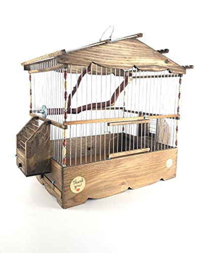 Bird cage Vertical Roof Wooden Cage Wooden Hand Made Bird's nest