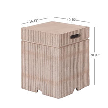 Christopher Knight Home 48.2 Inch Outdoor Rectangular Fire Pit Set with Tank Cover Side Table, MgO Concrete Propane Fire Pit 50000 BTU, Natural Modern Patio Heating Table Set