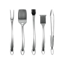 5 piece Set of Stainless Steel BBQ Barbecue Forks Food Tongs Oil Brushes Cooking Tools