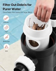 VEVOR Variable Speed Pool Pump, 3 HP, AC 220-240V, 190 GPM, In/Above Swimming Pool Pump with Filter Basket, Powerful Self Priming, Programmable Timer, for Inground and Above Ground Swimming Pool