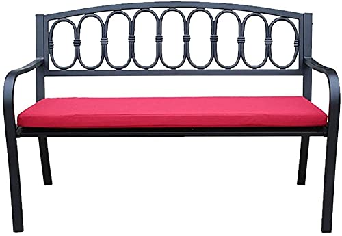 Rsmmpqa Park Terrace Bench Outdoor Bench, Weatherproof Cast Iron Garden Bench with Cushion, 2-3 Seat Bench with Backrest and Armrests (Color : E) (D)