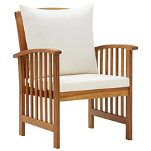 HKQWPBF Solid Acacia Wood Outdoor Lounge Set with Cushions, 5 Piece Patio Furniture Set with Coffee Table and Curved Backrests