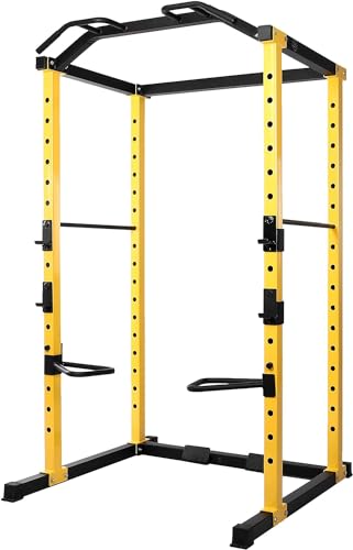 HULKFIT Home Gym Power Cage with Optional Attachments - Black & Yellow