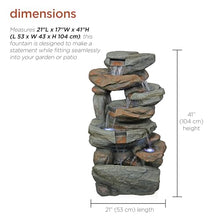 Alpine Corporation WIN1484S Cascading Natural Stone Fountain with LED Lights, Waterfall for Garden, Patio, & Lawn, 41" H