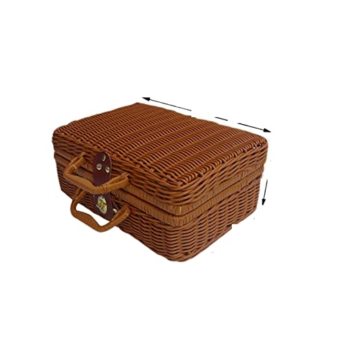 Small Picnic Basket Woven Storage Basket Portable Storage Box with Handle Gift Boxes Flower Snack Handbag Outdoor Picnic Baskets Organizer