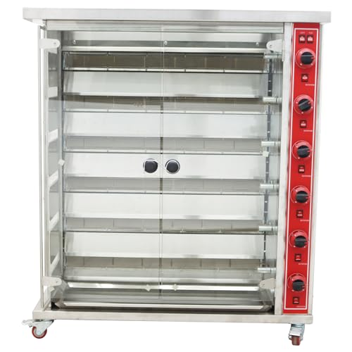 HayWHNKN Commercial Chicken Rotisserie Machine LGP GAS Turkey Rotisserie Oven Rotisserie Chicken Oven 6 Grills Chicken Roaster Stainless Steel 110V 300W 122-572℉