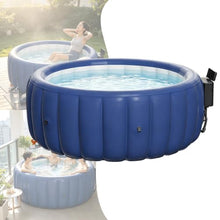 4-6 Person Inflatable Hot Tub, Round Blow Up Portable Hot Tub, with 130 Soothing Air Jets, Heater Pump, Filter System, Leak-Proof PVC Blow Up Hot Tub for Backyard