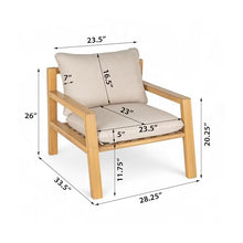 Christopher Knight Home Lita Set of 2 Patio Acacia Wood Club Chair with Cushions, Comfy Lounge Chair Outdoor, Stylish Garden Seating, Rope Weaving Back, Ideal for Porch, Backyard, Beige + Light Teak
