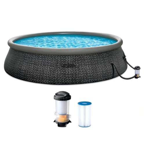 18ft x 48in Round Inflatable Ring Top Outdoor Above Ground Pool w/Pump