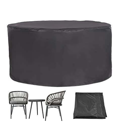 Outdoor Round Table Cover 51x28in, Garden Furniture Covers Waterproof, Patio Furniture Set Cover Waterproof, Windproof Fitted Round Table, 420D Oxford Fabric Patio Set Cover (H 150x35in)