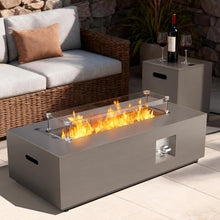 2-Piece 42" Rectangular Propane Fire Pit Table for Outside Patio 50,000 BTU