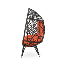 DUYHBAWRS Contemporary Design Outdoor Wicker Teardrop Chair Accent Chair with Cushion and Base 38.5 in