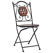 JKSVTF 3 Piece Mosaic Bistro Set Ceramic Tile Terracotta, Garden Table and Chairs, Garden Chairs Set, Patio Set, Outdoor Table and Chairs