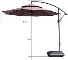 RWGOVLU Folding Parasol With Simple Base 2.7m Large Outdoor Garden Sun Umbrella Patio Leisure Umbrella, Height & Angle Adjustable