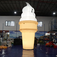 YBZCHLM Giant Inflatable Ice Cream Cone with Lights Khaki & White 10Ft H