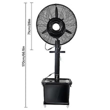 Oscillating Misting Fan, 3 Cooling Speeds, 11 Gallon Tank, Art Deco Pedestal Fan for Backyards, Patios and Factory Workshop