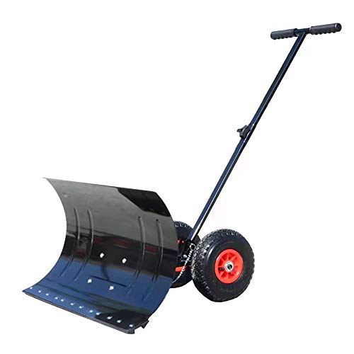 Two-Wheeled Snow Plow Thickened Hand-Push Wheeled Portable Snow Plow and Snow Removal Tool Cart Single Pole Double Pole (Single Pole)