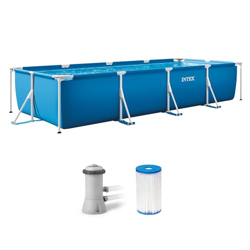 INTEX Metal Frame 14ft 9in x 7ft 3in x 33in Above Ground Pool Set w/Pump