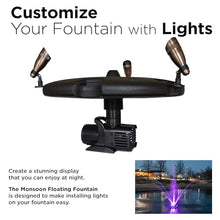 1/3 HP Floating Pond Fountain 9 Spray Patterns 100 ft Power Cord