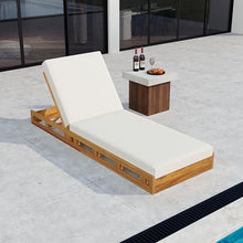 Merax Acacia Wood Chaise Lounge Chair Outdoor Set of 4, Patio Recliner with 4 Position Adjustable Backrest and 4" Thick Double-fold Cushion
