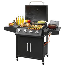 4+1 Burners Outdoor Gas BBQ Grill, Large Patio Propane Barbecue Grill with Side Burner for Home Commercial Use