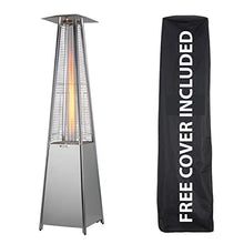 JAK BBQ J 6000 Pyramid Patio Heater 42,000 BTU Pyramid Flame Patio Outdoor Heater with Cover Glass Tube Steel Propane Heater with Wheels outdoor heater