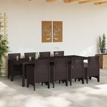 LKJVFCPW 9 Piece Garden Dining Set, Brown Outdoor Patio Furniture, Rectangular Table and 8 Comfortable Chairs for Backyard, Terrace, and Lawn Seating