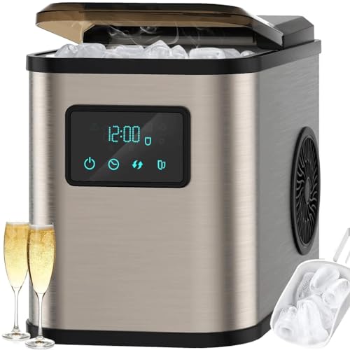 TEDILUVI Countertop, Portable Ice Maker Machine 28lbs/24Hrs 6 Mins/9 Pcs Mini with Self Cleaning