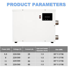 Touchscreen Pool Thermostat, Electric Digital Water Heater With Touchscreen, Stainless Steel Corrosion-Resistant Inner Tank, Suitable For, Hot Springs And Swimming Pools. 15kw