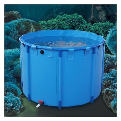 Aquarium Pool Pond with Drain Valve, Portable Water Storage Tank PVC Canvas with Stand Solid Structure for Aquaculture, Outdoor Cisterns, Children's Pools (Color : Blue, Size : 2x1.2m)