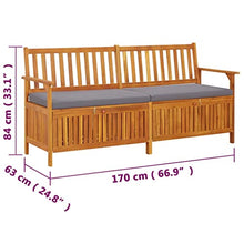 GHVBNMF 67 Inch Acacia Wood Storage Bench with Cushion, Matte Black