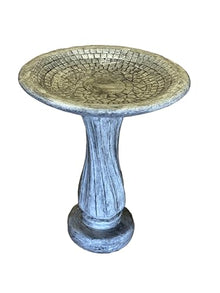 Solid Rock Stoneworks Decorative Spiral Birdbath, 2-Piece, 29" Tall, Pre-Aged Stone Finish