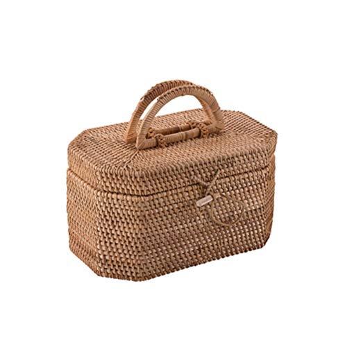 GUANKAOBING Handmade Rattan Portable Storage Box Storage Basket (Color : B) (B)