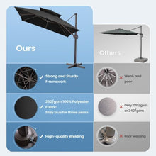 OROTLECT 11'X11' Square Cantilever Patio Umbrella with Base