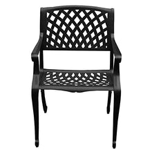 Oakland Living Modern Ornate Outdoor Mesh Aluminum 59-in Large Black Round Patio Dining Set with Lazy Susan and Six Chairs