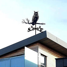 Weather Vane Owl Shape Roof Mount Weathervane Wind Direction Indicator Weathercock Wind Vane Measuring Tools Stainless Steel with Mounting Bracket