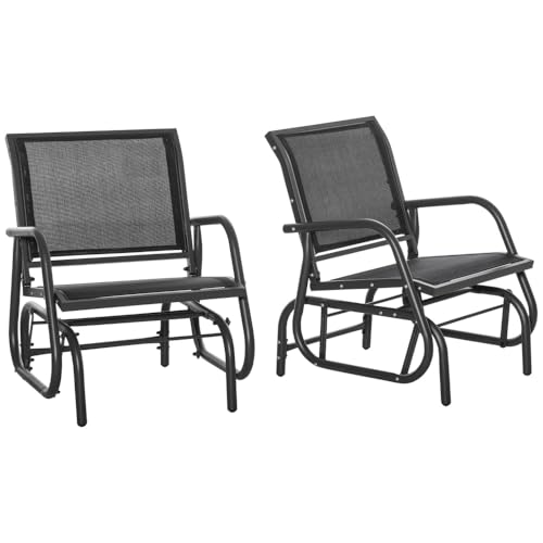 lafengyan Outdoor Glider Chair with Steel Frame and Breathable Mesh Seat for Backyard, Patio, Poolside or Balcony Comfort