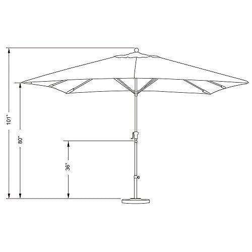 California Umbrella 11' x 8' Rectangle Aluminum Market Umbrella, Crank Lift, Bronze Pole, Sunbrella Navy