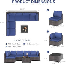 Garvee Patio Furniture Set, 7-Piece Outdoor Couches for Patio, Wicker Sectional Sofa with Coffee Table & Cushions