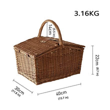 ZYBB Picnic Basket Wicker with Cutlery Wine Glass Picnic Basket for 4 People with Lid and Handle 40X30x36cm