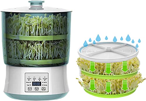 KFJZGZZ 2Pcs Germination Tank, Intelligent PTC Thermostatic Heating Bean Sprout Machine Household Kitchen Sprout Cultivation Kit