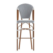 EMMA + OLIVER Navy/White PE Rattan Bistro Bar Stool, 2-Pack