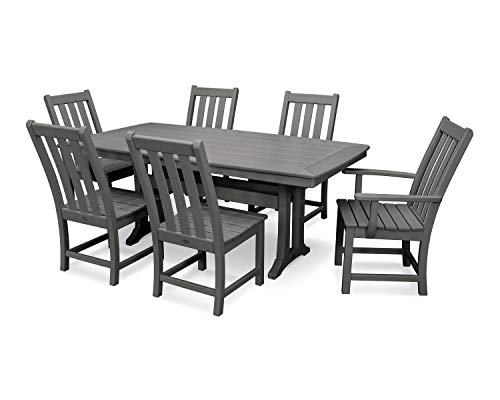 POLYWOOD® Vineyard 7-Piece Dining Set with Trestle Legs in Slate Grey