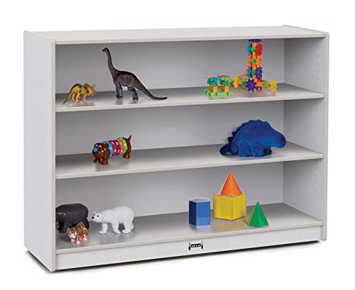 Jonti-Craft Super-Sized Adjustable Mobile Straight-Shelf Gray