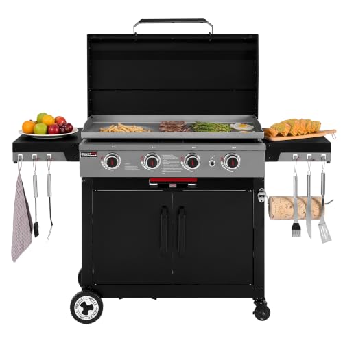 Royal Gourmet GB4008B 4-Burner Gas Griddle, Recessed Fry Zone, Camping
