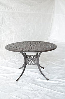 Patioland Grand Tuscany Outdoor Patio 7pc Dining Set 60" Dark Bronze Color Cast Aluminum (Sunbrella Sesame Cushions)