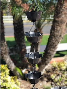 YUSIWOAL Rain Chain for Gutters, Aluminium Outdoor Water Chain Downpipe for Patios, Gardens and Terraces(Style 1,2.5m/8ft)