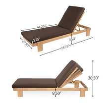 Merax 4-Piece Outdoor Acacia Wood Chaise Lounge, Teak Frame&Coffee Cushion
