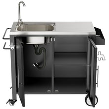 Spollowe Outdoor Grill Cart with Sink 304 Stainless Steel Table