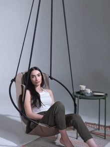 Mern Living Faux Leather Hanging Egg Chair – Handmade Hammock Swing Chair for Bedroom, Indoor & Outdoor Patio Swing, 275 lbs Capacity, Double-Layered Leather